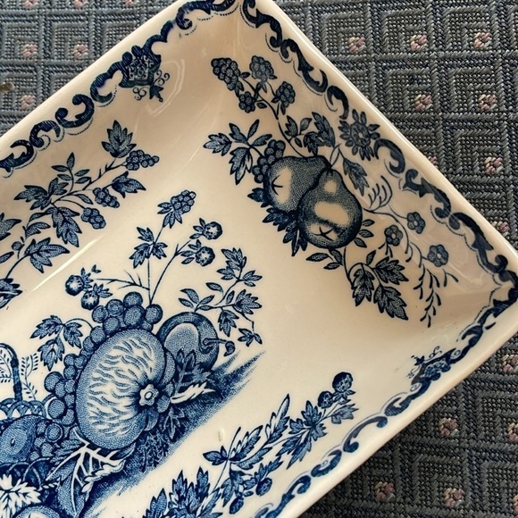 Vintage Mason's Patent Ironstone Blue and White "Fruit Basket" Small Tray - Picture 5 of 12